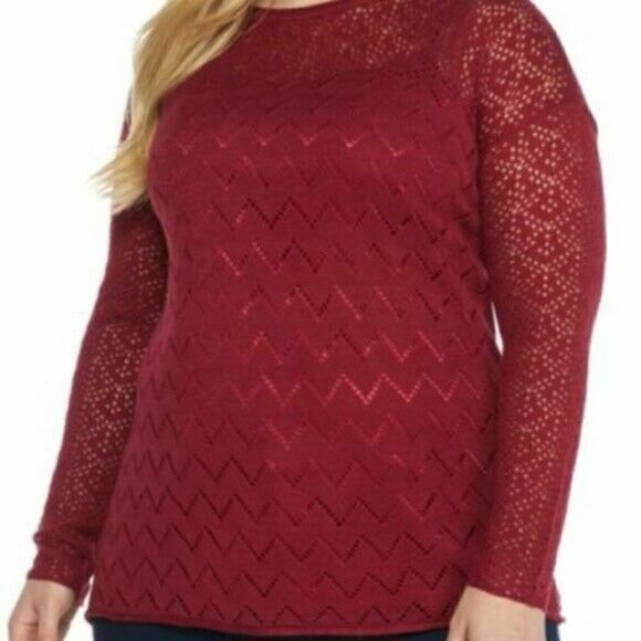 new Directions Mixed Stitch Long Sleeve Pullover Knit Sweater Plus Size XL / 0X - Picture 4 of 8